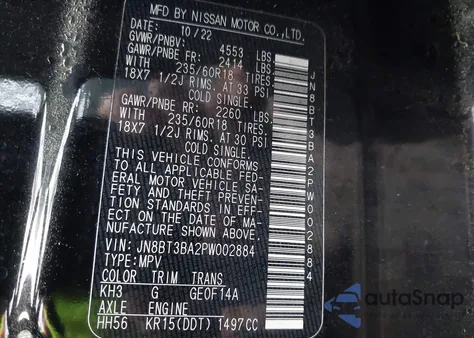 2023 Nissan Rogue Sv Fwd from USA, damaged, VIN JN8BT3BA2PW002884